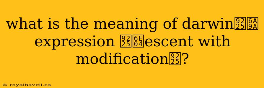 what is the meaning of darwin鈥檚 expression 鈥渄escent with modification鈥?